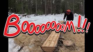 Alaskan Sawmilling white pine in Northern Michigan, thunder echoes in forest. #forest #snow #thunder