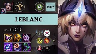 (GZ Betty) LeBlanc Support vs Milio (T1 Haetae) - KR Challenger Patch 26.15
