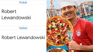 Robert Lewandowski in different languages meme