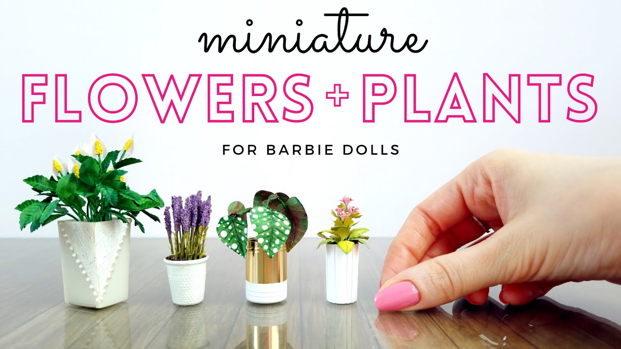 DIY Barbie miniature PLANTS and FLOWERS, How to make MINIATURE FLOWERS and MINIATURE  PLANTS