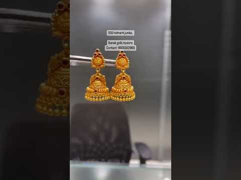 10to15grams Pure Gold Jumka Design For Womens New Brides Goldchain Headshot Jumkas Goldnecklace