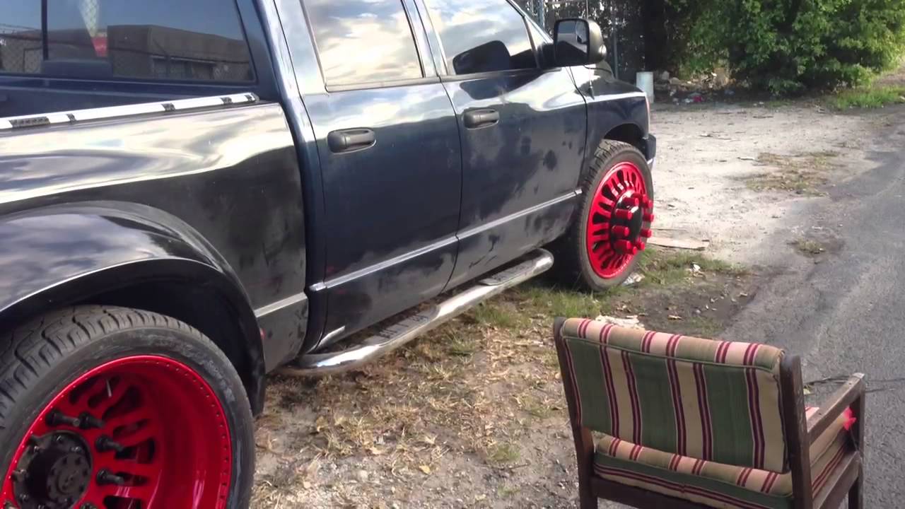 Dodge ram 1500 dually conversion on airbags - YouTube