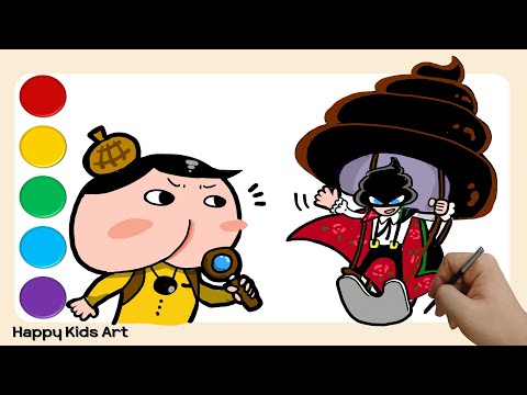 유유히 도망치는 괴도유와 추리 천재 엉덩이 탐정! 그림 놀이 색칠 공부 | Kaito U Running Away and Butt Detective Drawing Coloring