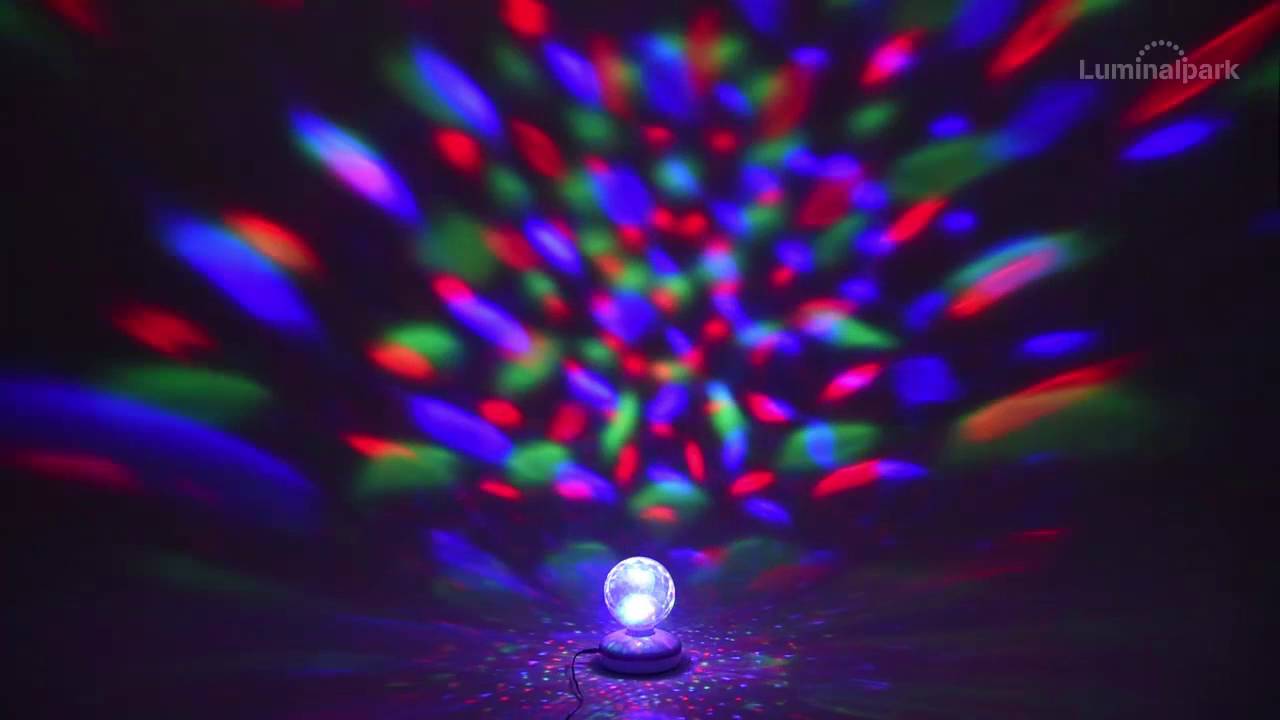 Projecteur disco à sphère à facettes rotative avec jeux de lumière