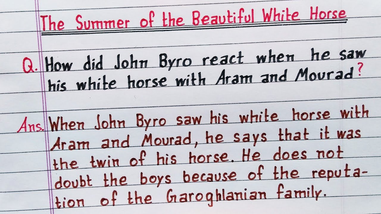 Who was John Byro Why did he come to the narrators house The Summer of  the Beautiful White Horse  YouTube