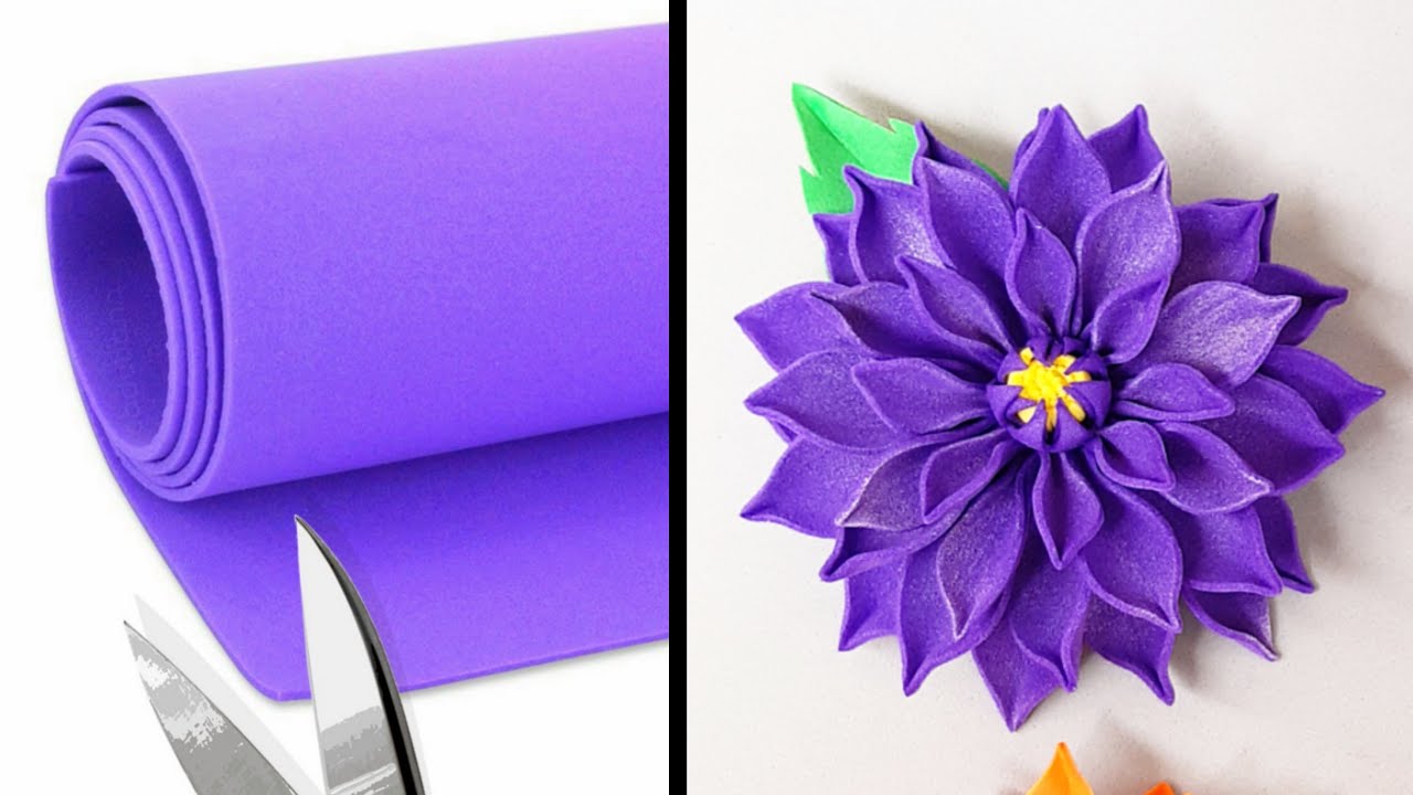 Como hacer Dalias con Foamy | Flores de Fomi para Decorar lapiceros y pinzas para el cabello