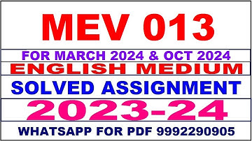 mev 013 solved assignment 2023-24 | mev 13 solved assignment in english 2024 | mev 13 2024