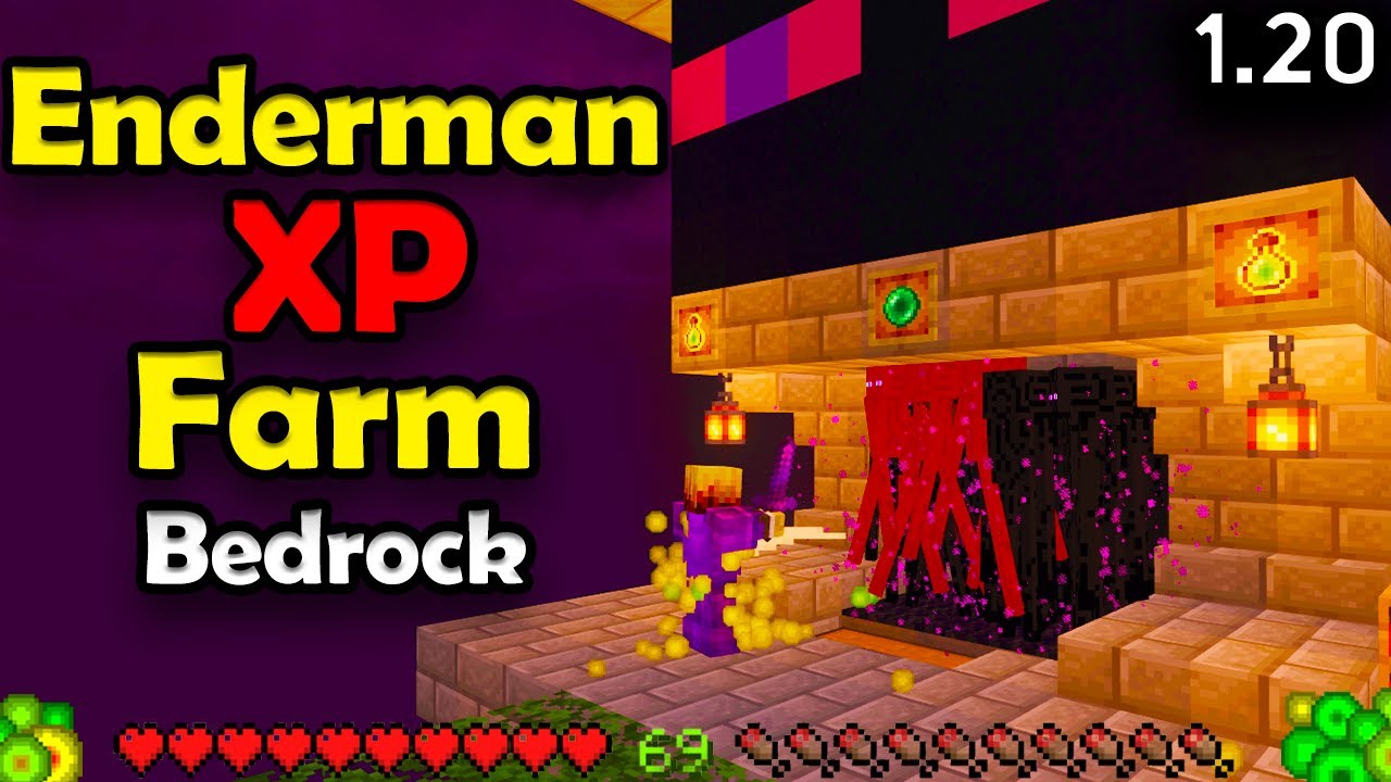 Easy minecraft xp and enderman farm bedrock 1.20 #minecraft