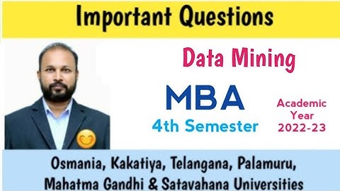 Data Mining | Important Questions 2023 | MBA 4th Semester | PG | OU KU PU TU MGU SU