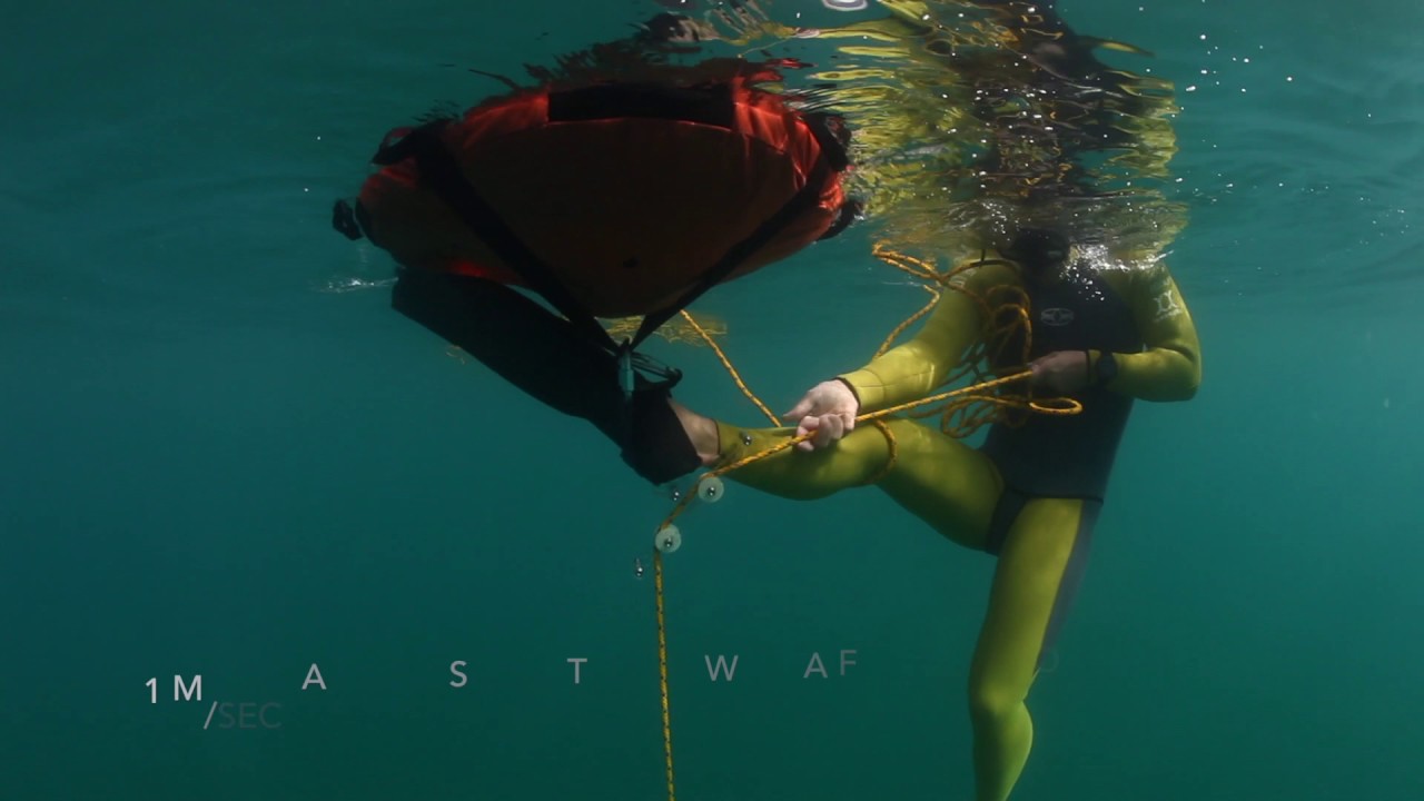 Molchanovs pulling system for freediving instructor