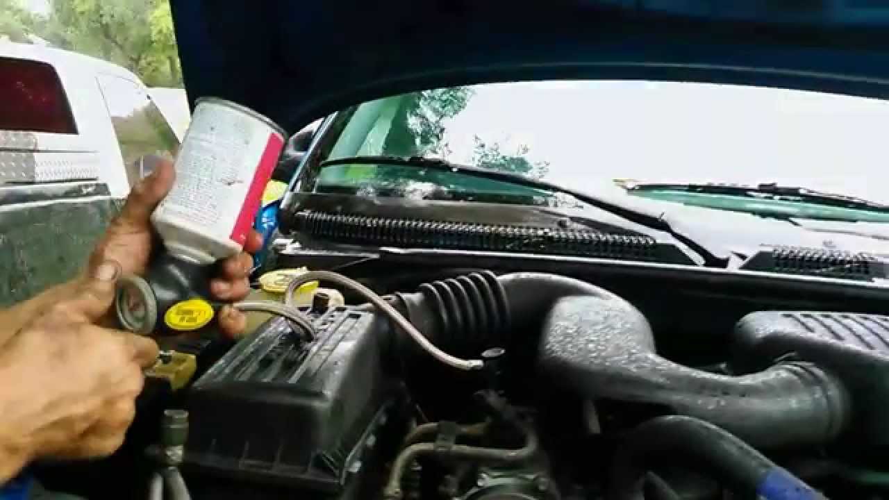 Dodge Dakota AC recharge where the charging port is - YouTube