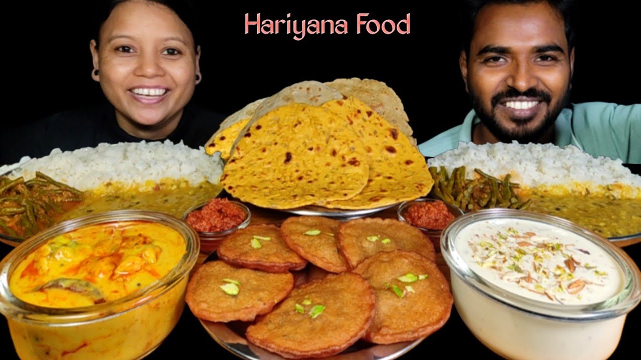 Kadhi Pakoda, Mix Dal Chawal, Bajre ki Roti, Sabji Malpua & Rabri | Asmr Eating | Couple Eating Show