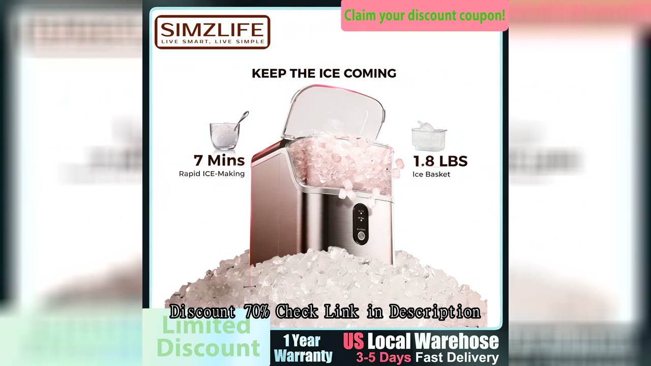 Countertop Chewable Ice Maker,Self-cleaning,Portable Ice Maker For Nugget Ice,High-efficiency Ice Ma