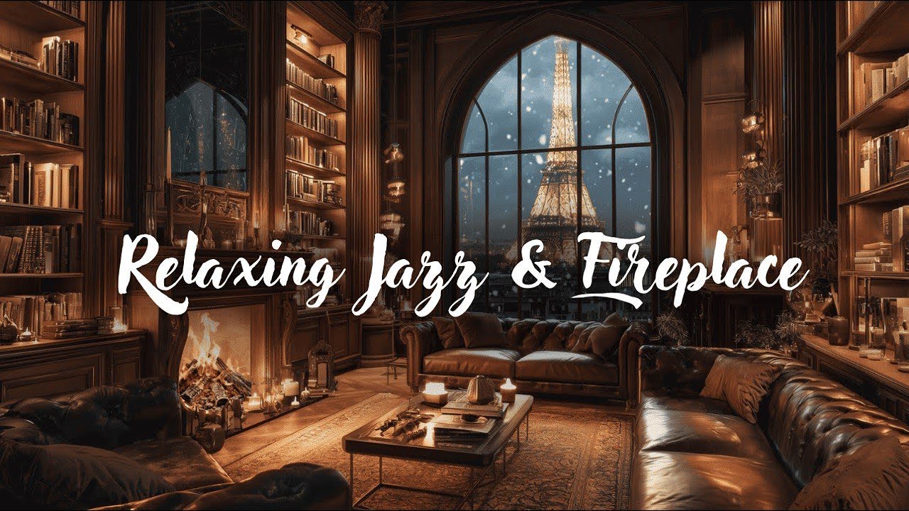 Paris Bookstore Cafe Ambience☕️
Relaxing Winter Jazz Music & Fireplace Sound for Working, Studying
