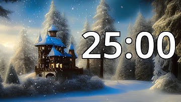 25 Minutes Winter Timer Countdown With Music and Alarm (Simple Beep)