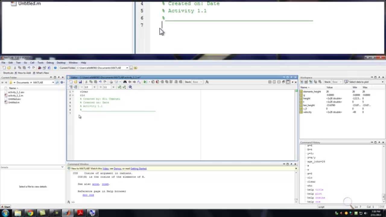 Matlab: Lecture 1