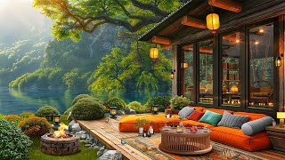 Gentle Morning Spring at Cozy Coffee Porch Ambience ☕ Smooth Jazz Instrumental Music for Relax, Work