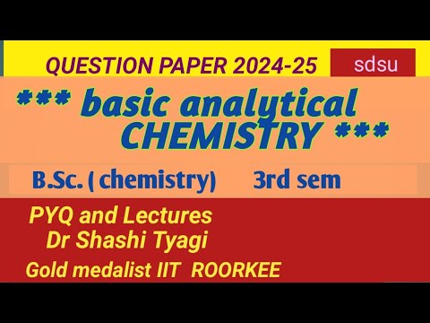 660 | basic analytical chemistry question paper | b sc chemistry ...