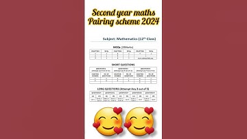 second year maths Pairing scheme 2024|| pairing scheme of maths class 12
