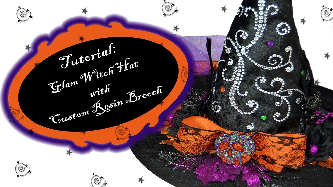 Glam Witch Hat w Custom Resin Brooch 