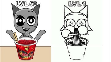 Buldak Ramen Level1 vs Level50#sprunki #shorts #Creativity #Stopmotion
