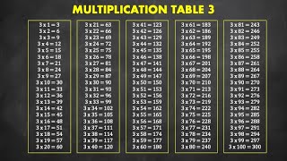 Multiplication Table 3 from 1-100