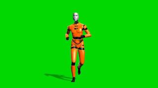 I Robot Runs Loopable  3D Animation  - Green Screen - Free Use