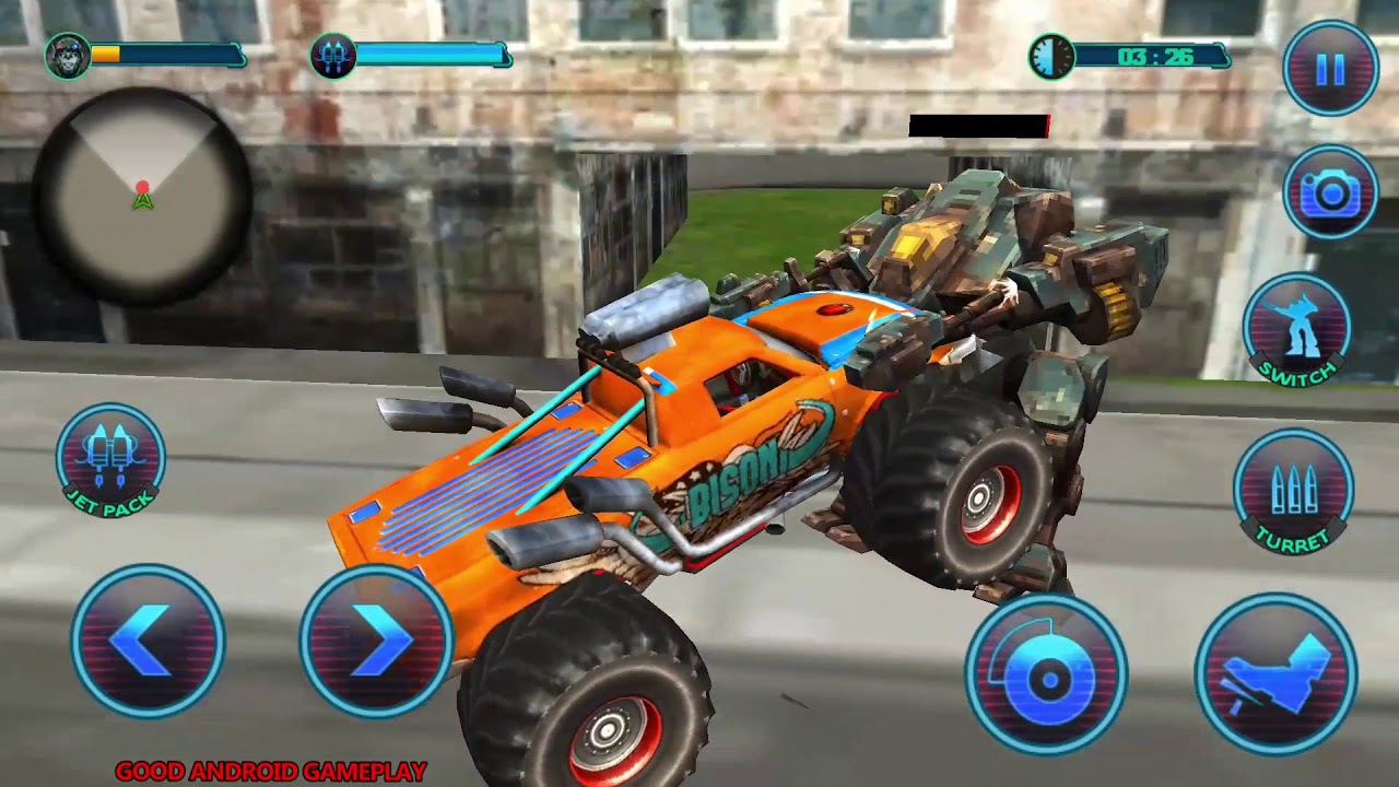 Iron Superhero Flying Robot Car: Grand City Battle - Monster Truck Against Robots|Android GamePlay