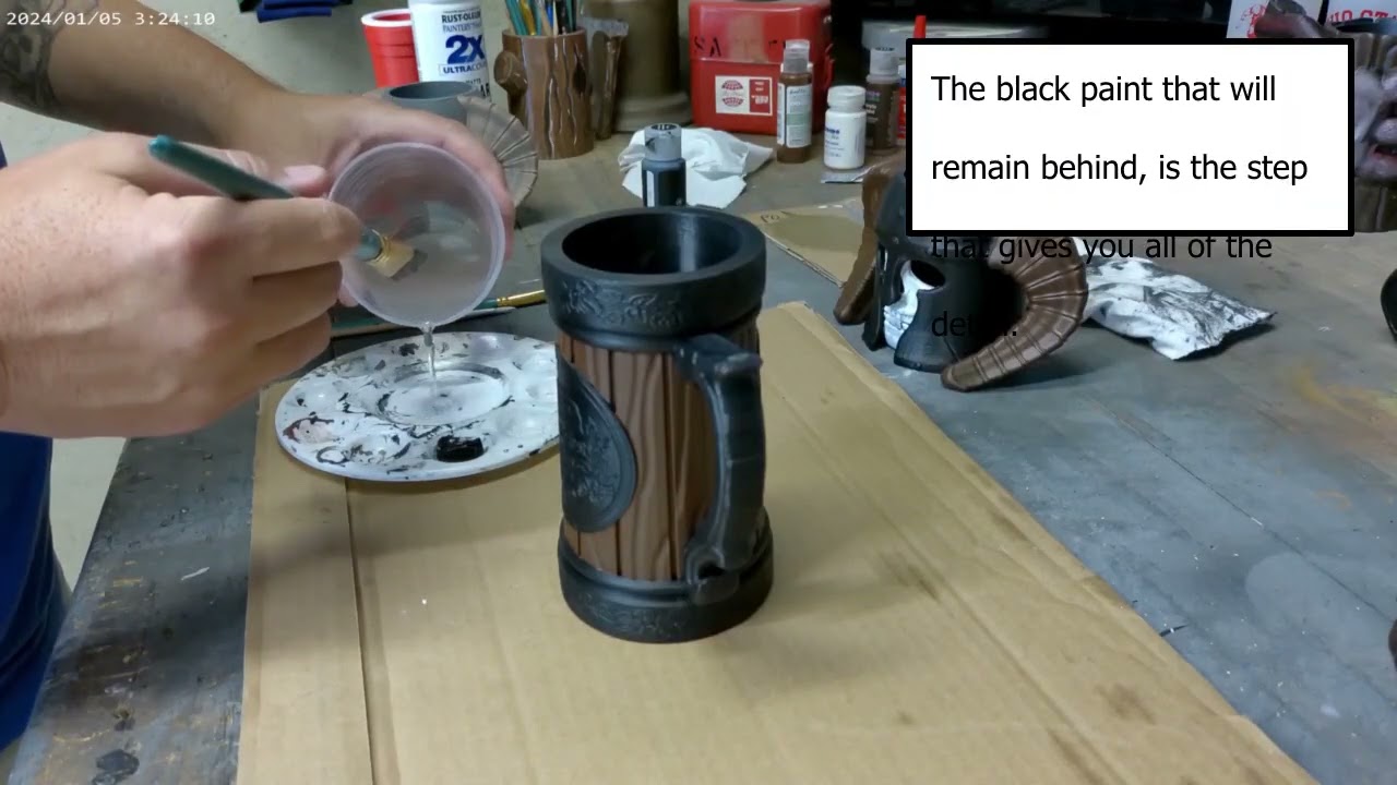 Painting 3D Prints to look like wood and metal - Oktoberfest Stein