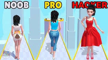 NOOB vs Pro vs HACKER in DressUp Run | All Levels Gameplay Walkthrough (iOS,Android)