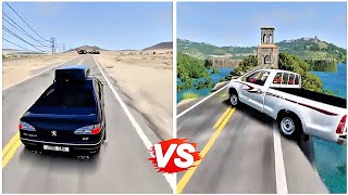 Peugeot 607 vs Toyota Hilux I Drifting Beamng Drive screenshot 1