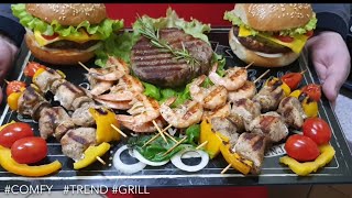 Tefal Optigrill Обзор гриля. Бургеры. Креветки. #стейк