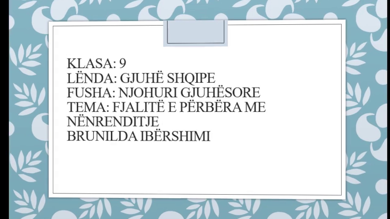 Fjalitë e përbëra me nënrenditje