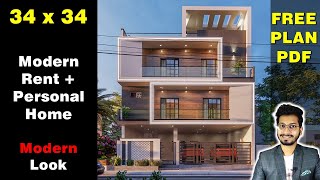 34X34 House Design | Modern  LUXURY VILLA  of 130 Gaj with Beautiful Interior design || DV Studio