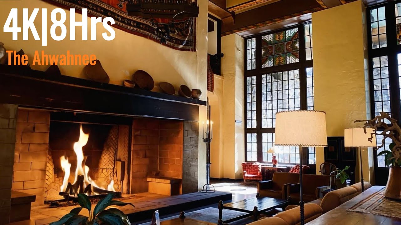 Historic Fireplace at The Ahwahnee | 8 Hours | 4K Crackling Hearth Ambience