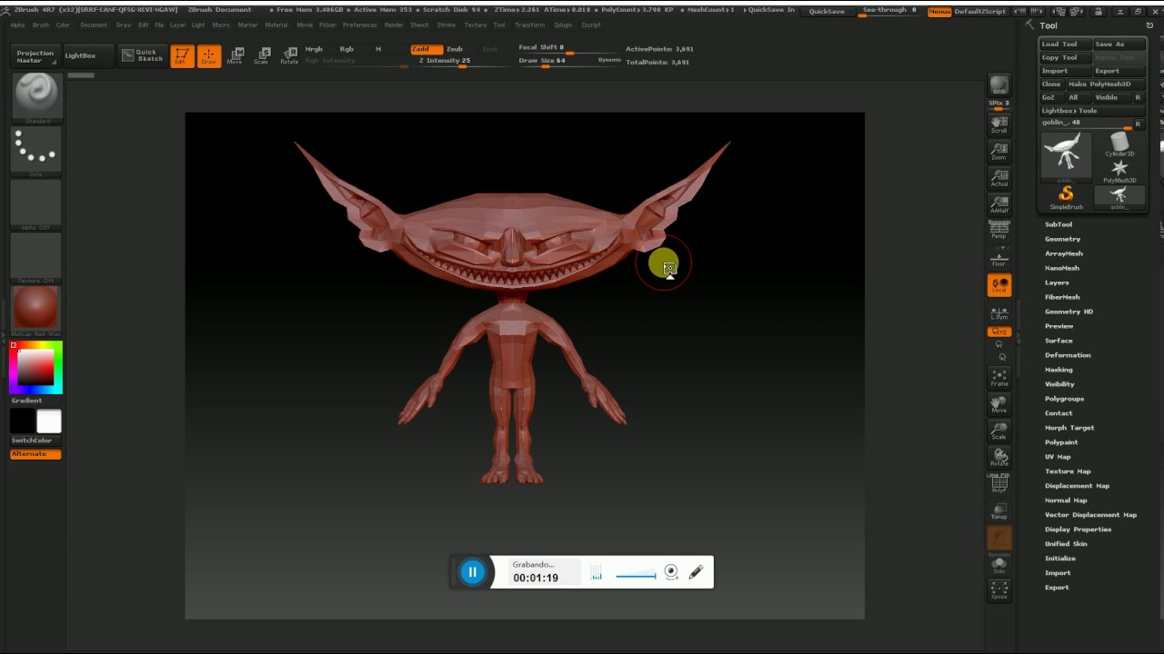 how to lower active points on zbrush