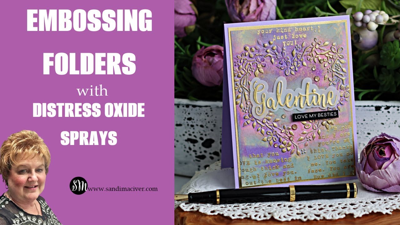 Embossed Card with Distress Oxide Ink Sprays - YouTube