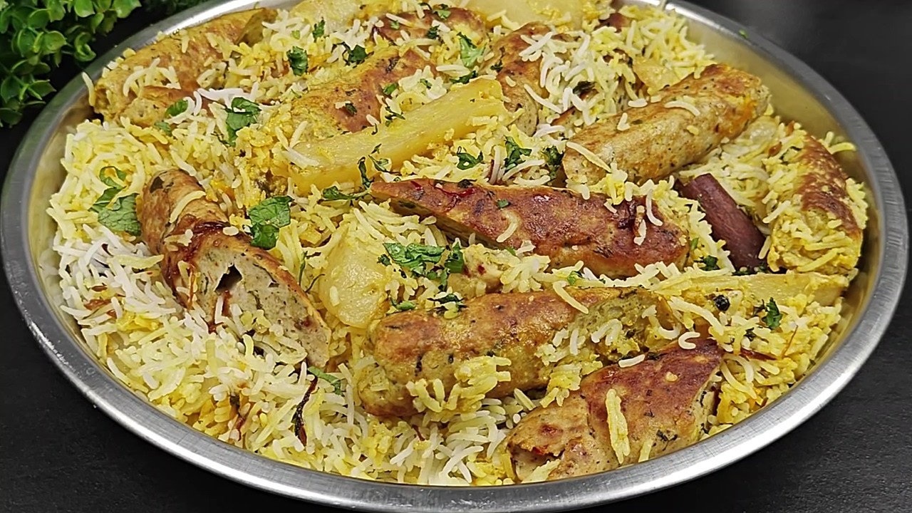 Malai Chicken Seekh  Biryani | White Chicken Biryani |