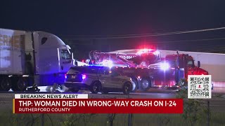 Woman killed in wrong-way crash on I-24 in Rutherford County
