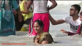 Hot Bath In Coxs Bazar Sea Beach In Bangladesh