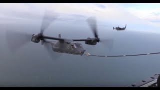 C-130 AIR-REFUELS V-22 during simulated CHEMICAL WARFARE attack