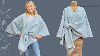 How to Make Modern and Elegant Cape Poncho / Sewing for Beginners / DIY Poncho