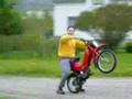 Hilarious moped wheelie