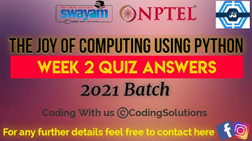 The Joy Of Computing Using Python | Week 2 Answers 2021 | NPTEL ||