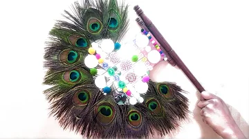 Peacock feather fan | how to make peacock feather fan | mor pankh ka bijna | DIY peacock craft