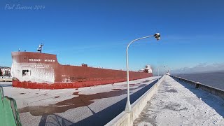 Breaking ice, frozen horns all on the Mesabi Miner Noon Duluth arrival!