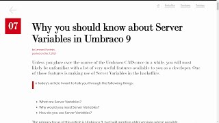 24 Days 2021 - Day 7 - Why you should know about Server Variables in Umbraco 9