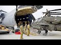 Афганистан. Вертолёты AH-64 Apache загружают в огромный самолёт C-5M.