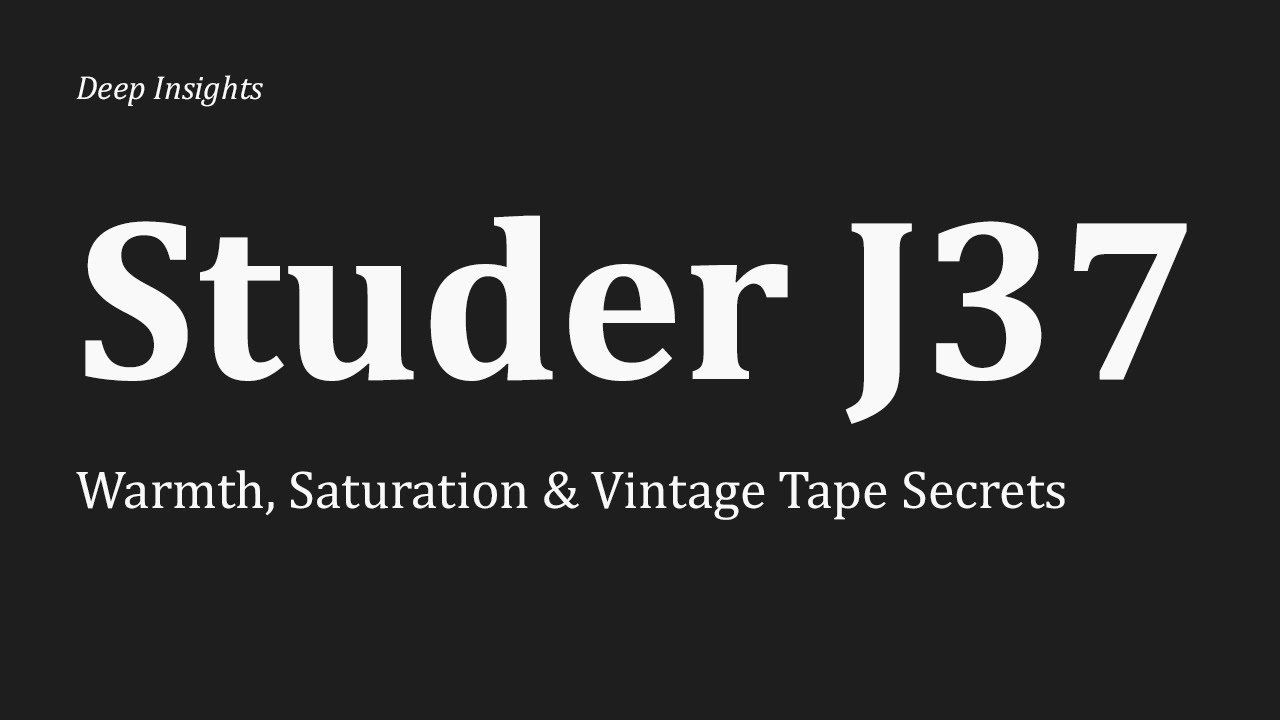 Studer J37 Deep Insights: Warmth, Saturation & Vintage Tape Secrets