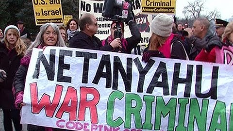 Raw: Anti-Netanyahu Protests Outside US Capitol